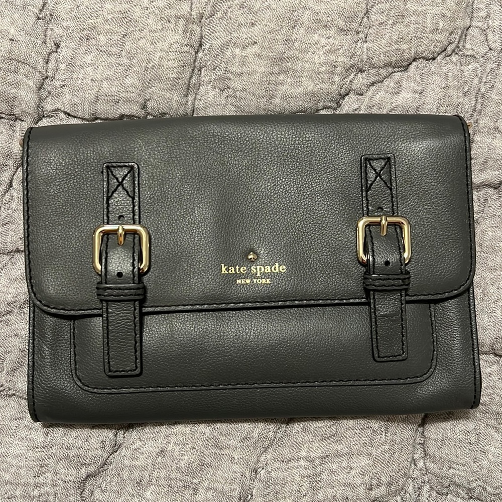 Gray Kate Spade buckle clutch / crossbody